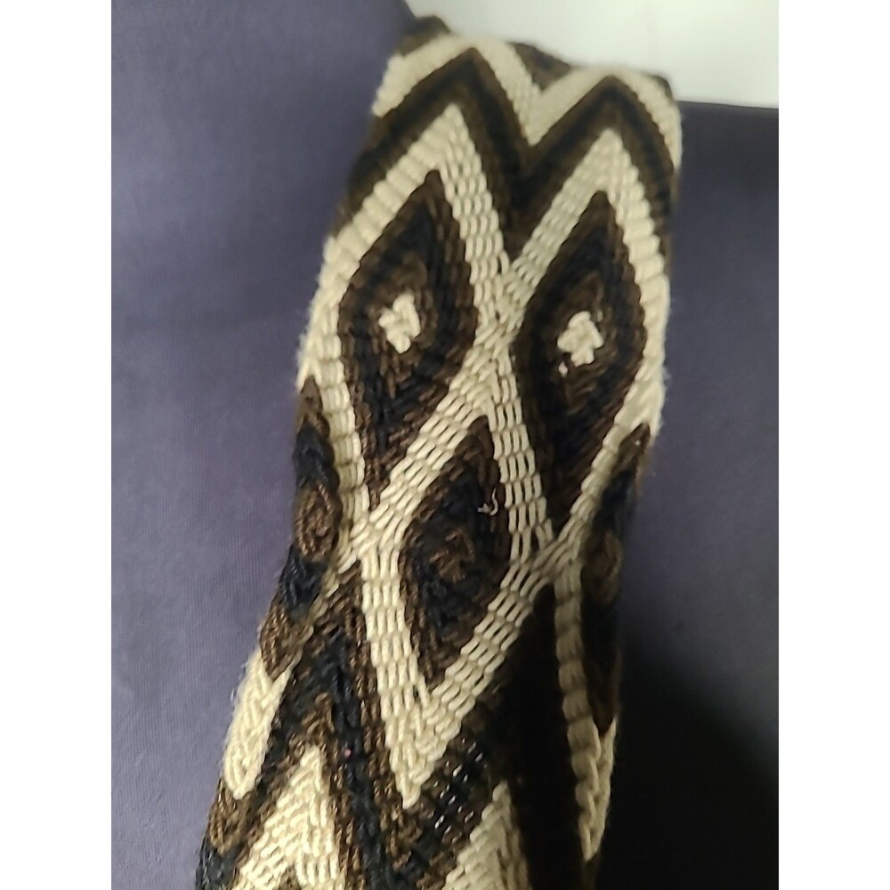 Colombian Wayuu Mochila Crochet Fringe Drawstring Bucket Crossbody Bag Fall - Picture 6 of 9